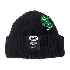 Yolp AW彩色短毛帽+布貼, 黑色（豆豆）