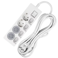 Sweet Home 獨立開關省電多接頭 4 端口 + 安全罩 2p 套裝, 5m, 混合色, 1套