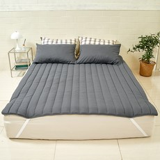 防水直絎縫鬆緊帶床墊, 深灰色