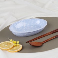 CookCha 復古韓式小吃店餐具 年糕血腸炸物盤A款, 4個, 藍色