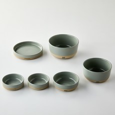 Masi French 可堆疊單人餐具6件組, 薄荷灰, 小菜碟 2p + 大菜碟 + 圓盤 + 飯碗 + 大碗