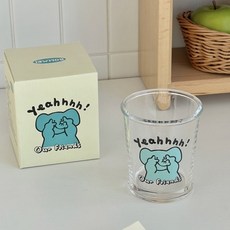 博立美 Daparang Chinguchingu 插畫優格拿鐵透明玻璃杯 350ml HJ0089, 藍色, 2個