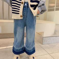 EYOUMONG 兒童款Nareumi獨特水洗丹寧寬版長褲