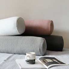 EIGHT ROOM 棉質絎縫水洗圓柱型長抱枕套, 木炭