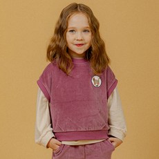 Lala Amang 童款貓咪標誌圓領羅紋背心