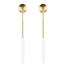Bogen 韓國製 Stella 金色長匙, 白色, 2個