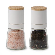 Iwooa 質感木質胡椒研磨器 白色, 2個, 140ml