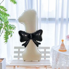 피앤비유니티 리본풍선 숫자 모자세트, 04 크림앤블랙(1), 1세트
