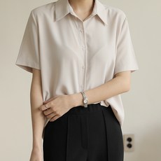 BBAEBBAE 女款防皺短袖翻領襯衫 上衣