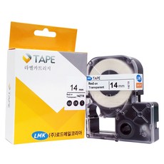 LMK 標籤帶卡匣 14ZTR, 14ZTR 透明底紅色字, 14mm