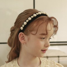 LuckyBambine 奢華珍珠絲絨髮帶