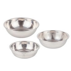 QUEENAR 不鏽鋼基本3件組, 濾網 + 洗米盆 + 攪拌盆, 1套