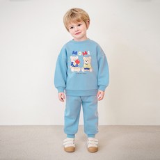 mollimelli 幼兒用Molly Balloon小熊刷毛絨上下套裝