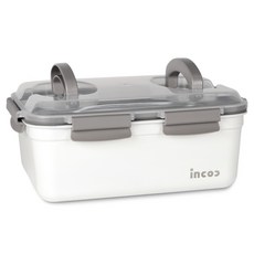 incoc 不鏽鋼長方形泡菜保鮮盒 1號 奶油白, 1入, 5.5L