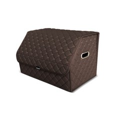 카프트 착착 자동차 프리미엄형 가죽 퀄팅 트렁크 정리함, 브라운