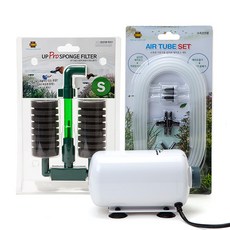 UP KOREA UP PRO 海綿過濾器 S + 雙孔空氣幫浦 DS-9003 + 連接配件氣管套組, 1套, 3W