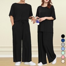 TURNKEY 男女通用 大尺碼 涼感居家服 短袖T恤 + 長褲套裝 SP-3300