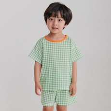 바오밥나무 아동용 통기성 팬톤체크싱글 5부 상하의 세트