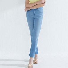 Queenis 女性日常隱形鬆緊帶彈力直筒牛仔褲