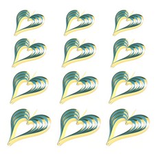 마켓감성 입체 하트 모양의 장식품 4종 x 3p 세트, 골드 + 민트블루