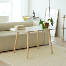 슈에뜨메종 타원형 원목다리 높은 거실 소파 테이블 LPM 12060, 실버 그레이