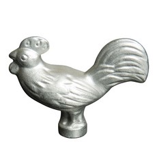 스타우브 주물 동물 뚜껑 손잡이 닭, 실버, 1개