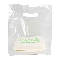 The Pack Company 紙漿飯盒 1 號麵包店微笑 20p + PE 透明塑料購物袋 20p 套組, 1套