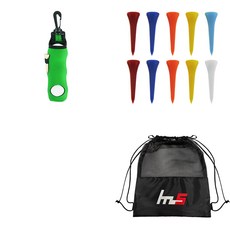 NAYASTYLE 高爾夫球袋 GFYP-136-2 + 塑膠高爾夫短球釘 10入 167-1 + PU袋組, 綠色(球袋), 隨機出貨(短球釘)