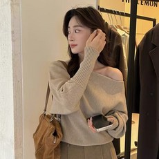 PEONIST 女款優雅肩線長袖針織衫