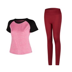 女款時尚瑜伽短袖T恤+內搭褲組