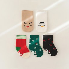 HI BABY KIDS 幼兒厚款聖誕襪5雙組