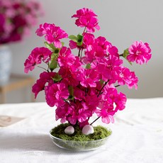 flowertree 人造杜鵑花擬真樹水盆, 1個, 深粉色