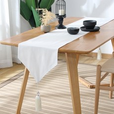 비에스업 인테리어 고급 테이블러너, 04 화이트, 330 x 1600 mm