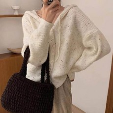 앤드스타일 여성용 헤브닝 긴팔 후드 니트 가디건