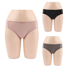 쉬슬리크 여성용 레이스 인팅멜란 햄라인 누디 팬티 3종 세트 MD728