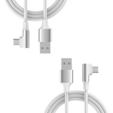 케이스틱 90도 직각 60w 고속충전 C타입 케이블, 화이트, 2개, 2m