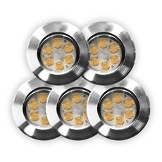 LED一體式崁燈 MR 7.62cm 5W 燈泡色, 鍍鉻 + 燈泡色, 5個