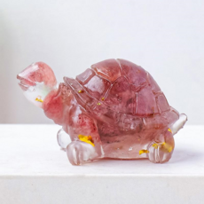 微笑幸運招財烏龜裝飾品 2入, 玫瑰色