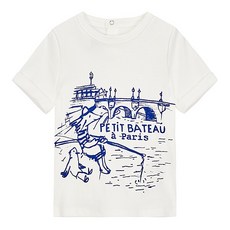 PETIT BATEAU 小帆船 男童 PB Paris 印花捲起短袖 T恤