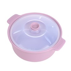 微波爐用矽膠鍋 1200ml L號, 深粉色, 1個