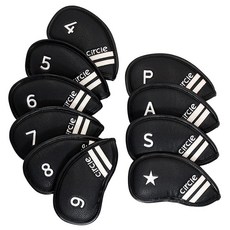 Circle Design 高爾夫鐵桿頭套 10件組 黑色 1組 16 cm長 x 9 cm寬