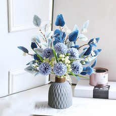 조화 폴라 러블리 수국 + 꽃병 세트, 스카이 블루, 1세트