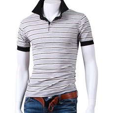 스댕클럽 남성용 배색 단가라 반팔 카라티셔츠 HT3209