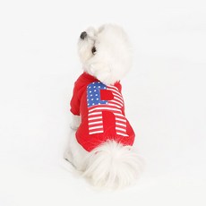 RealPet 狗狗星條旗圓領T恤, 紅色