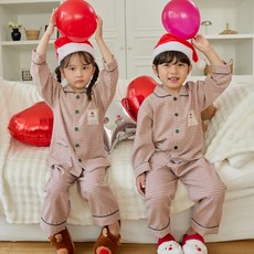 JJiniya Roasting 刷毛兒童長袖睡衣家居服套裝