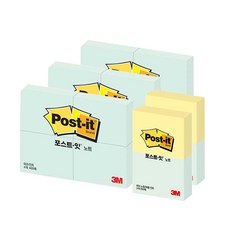 3M Post-it 利貼 便條紙 653-2 2入 + 4疊便條紙 653-4 3入套組, 黃蘋果薄荷 + 蘋果薄荷, 1套