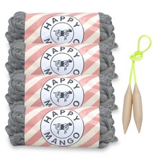 Miso毛線 Happy Mango 粗織毛線 4入 + 環形針組合, 1套, 10 戴維斯灰