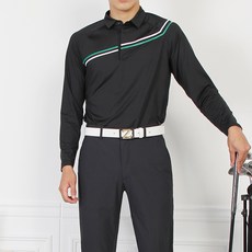 Mineflow 男士高爾夫 BL 胸前雙斜線 T恤