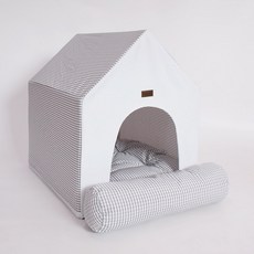 DING DONG PET 寵物 New Frame 格紋軟墊屋, 灰色, 1個