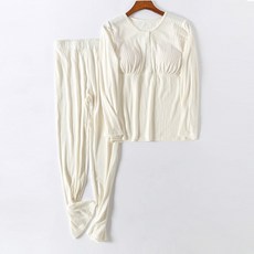 MARKET A 孕婦排扣羅紋長袖上衣+長褲